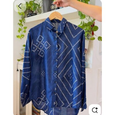 FusionFit- Bandhani Print Shirt In Cotton