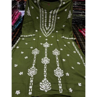 Noor- Handcrafted Chikankari Kurti In Rayon