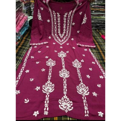 Noor- Handcrafted Chikankari Kurti In Rayon