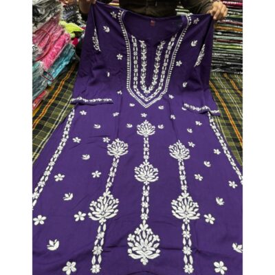 Noor- Handcrafted Chikankari Kurti In Rayon