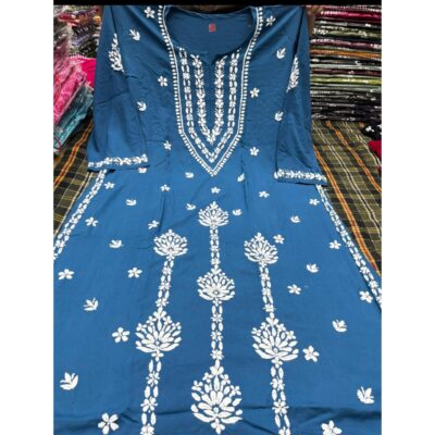 Noor- Handcrafted Chikankari Kurti In Rayon