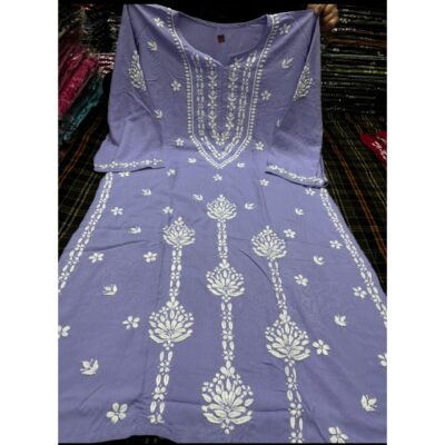 Noor- Handcrafted Chikankari Kurti In Rayon