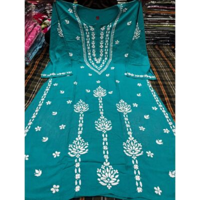 Noor- Handcrafted Chikankari Kurti In Rayon