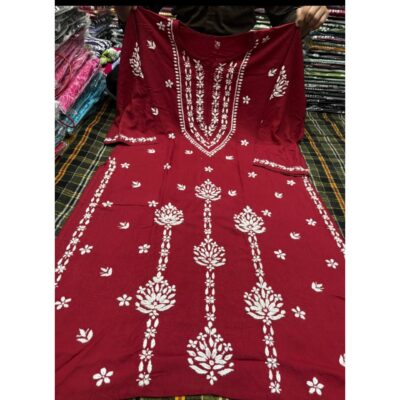Noor- Handcrafted Chikankari Kurti In Rayon