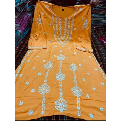 Noor- Handcrafted Chikankari Kurti In Rayon