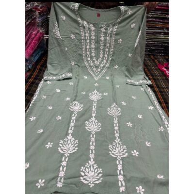 Noor- Handcrafted Chikankari Kurti In Rayon