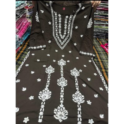 Noor- Handcrafted Chikankari Kurti In Rayon