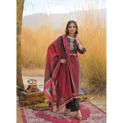Aira- Embroidered 3 Piece Kurta Set In Cotton