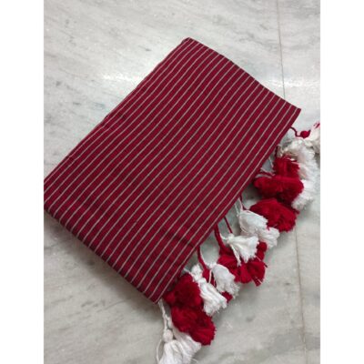 Veda- Cotton Saree With Zari Stripes