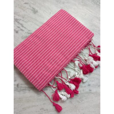 Veda- Cotton Saree With Zari Stripes