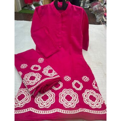 Avira- Cotton Silk Co-ord Set With Ribbon Work