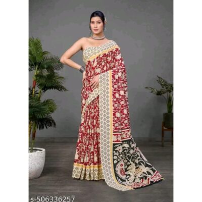 Dhara- Ajrakh Print Saree In Mulmul Cotton