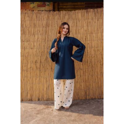 Zoya- Cotton Co-ord Set With Embroidered Palazzo
