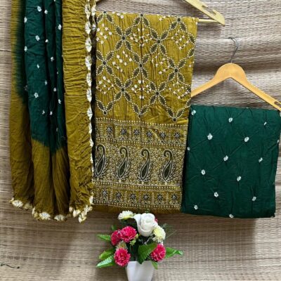 Kalakriti- Bandhani Suit Set With Lucknowi Work