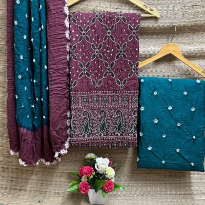 Kalakriti- Bandhani Suit Set With Lucknowi Work