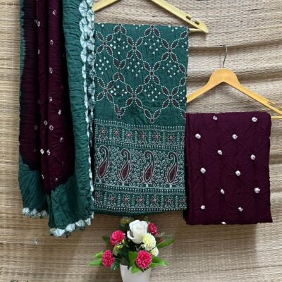 Kalakriti- Bandhani Suit Set With Lucknowi Work