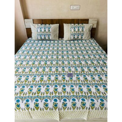 Homzy- Handblock Printed King Size Bedsheet