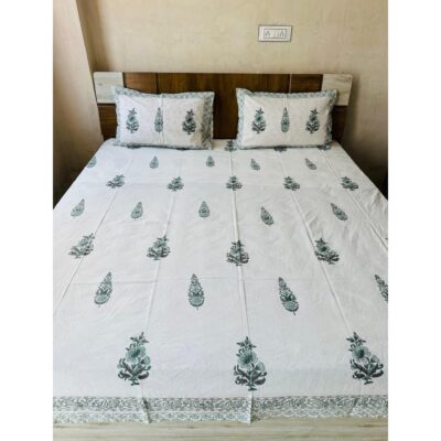 Homzy- Handblock Printed King Size Bedsheet