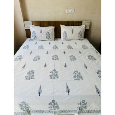Homzy- Handblock Printed King Size Bedsheet