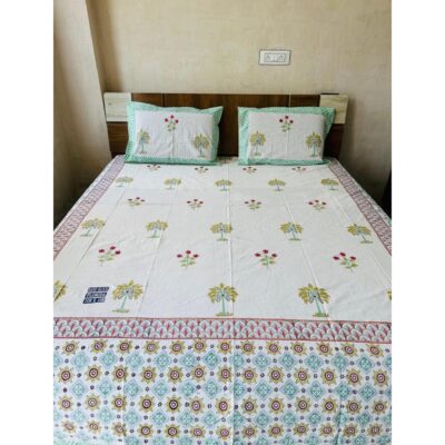 Homzy- Handblock Printed King Size Bedsheet