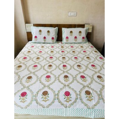 Homzy- Handblock Printed King Size Bedsheet