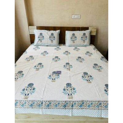 Homzy- Handblock Printed King Size Bedsheet