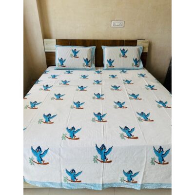 Homzy- Handblock Printed King Size Bedsheet