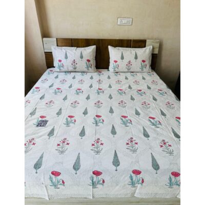 Homzy- Handblock Printed King Size Bedsheet