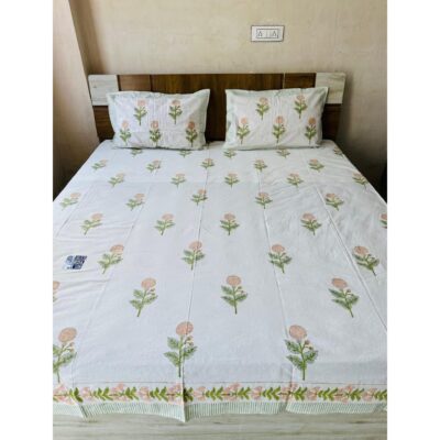 Homzy- Handblock Printed King Size Bedsheet