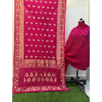 Raagini- Bandhani Saree With Banarsi Butti