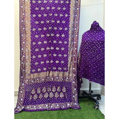 Raagini- Bandhani Saree With Banarsi Butti