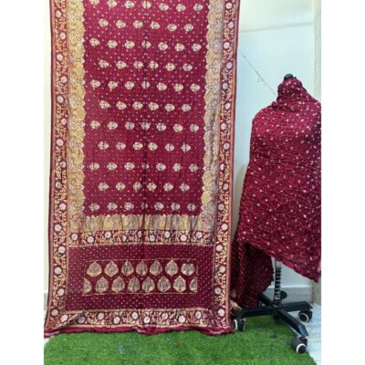 Raagini- Bandhani Saree With Banarsi Butti