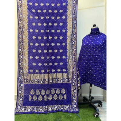 Raagini- Bandhani Saree With Banarsi Butti