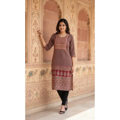 Iraaya- Handcrafted Brush Print Kurti