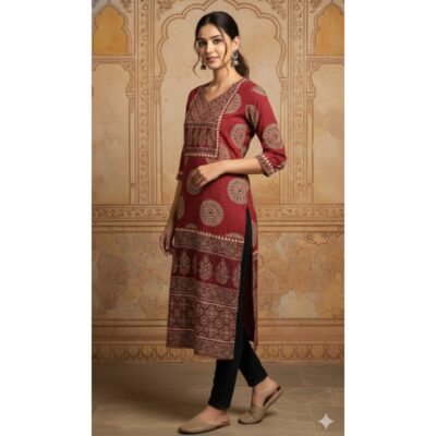 Iraaya- Handcrafted Brush Print Kurti