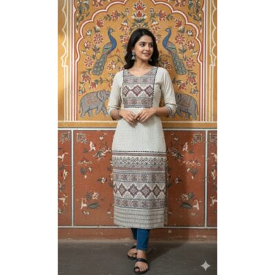 Iraaya- Handcrafted Brush Print Kurti