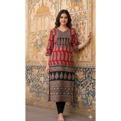 Iraaya- Handcrafted Brush Print Kurti