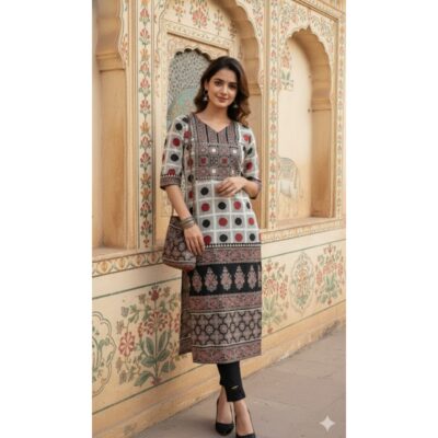 Iraaya- Handcrafted Brush Print Kurti