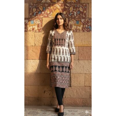 Iraaya- Handcrafted Brush Print Kurti