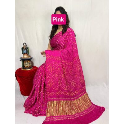 Kashvi- Modal Silk Bandhej Dani Saree