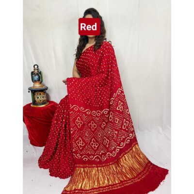 Kashvi- Modal Silk Bandhej Dani Saree
