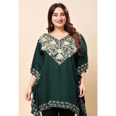 Styleflow- Embroidered Rayon Kaftan Top