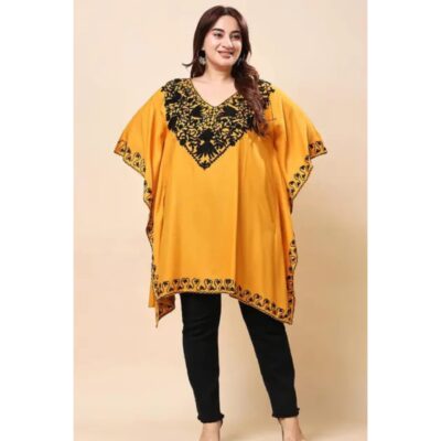 Styleflow- Embroidered Rayon Kaftan Top
