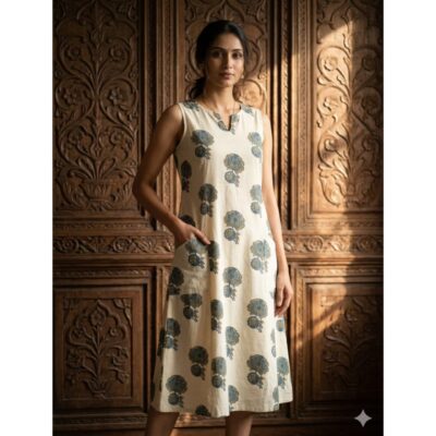 Vritika- Ajrakh A-line Cotton Kurti