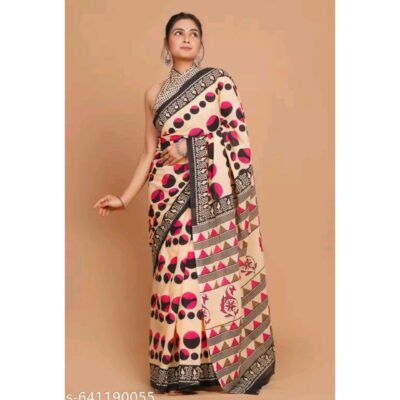 Kaashni- Jaipuri Print Mulmul Saree