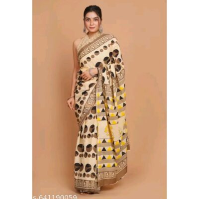 Kaashni- Jaipuri Print Mulmul Saree