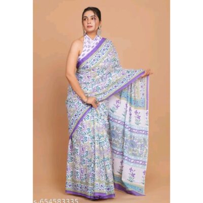 Kaashni- Jaipuri Print Mulmul Saree