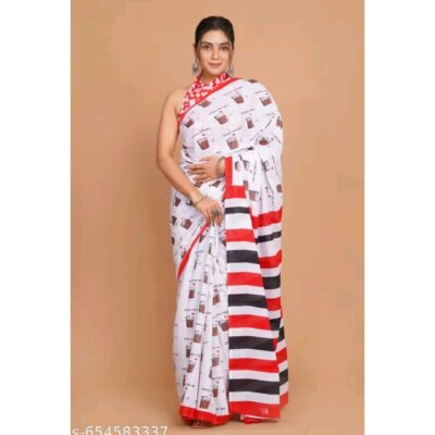 Kaashni- Jaipuri Print Mulmul Saree