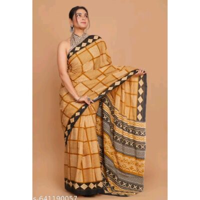 Kaashni- Jaipuri Print Mulmul Saree