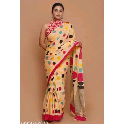 Kaashni- Jaipuri Print Mulmul Saree